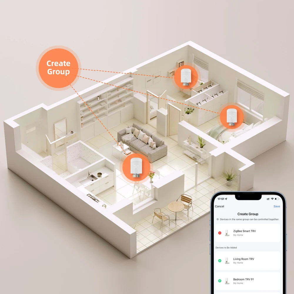 AVATTO Zigbee Heizkörper-Thermostatventil – Smart TRV mit Temperatursteuerung, kompatibel mit Alexa & Google Home