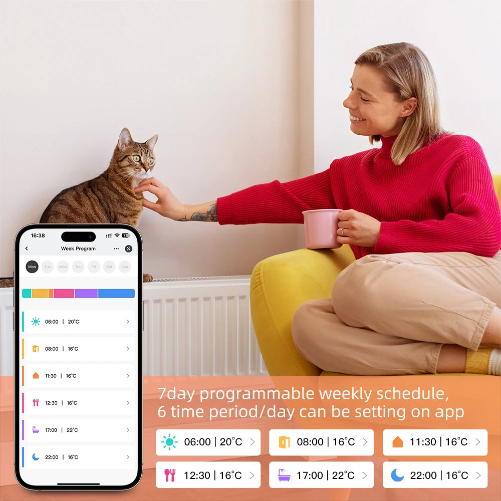 AVATTO Zigbee Heizkörper-Thermostatventil – Smart TRV mit Temperatursteuerung, kompatibel mit Alexa & Google Home