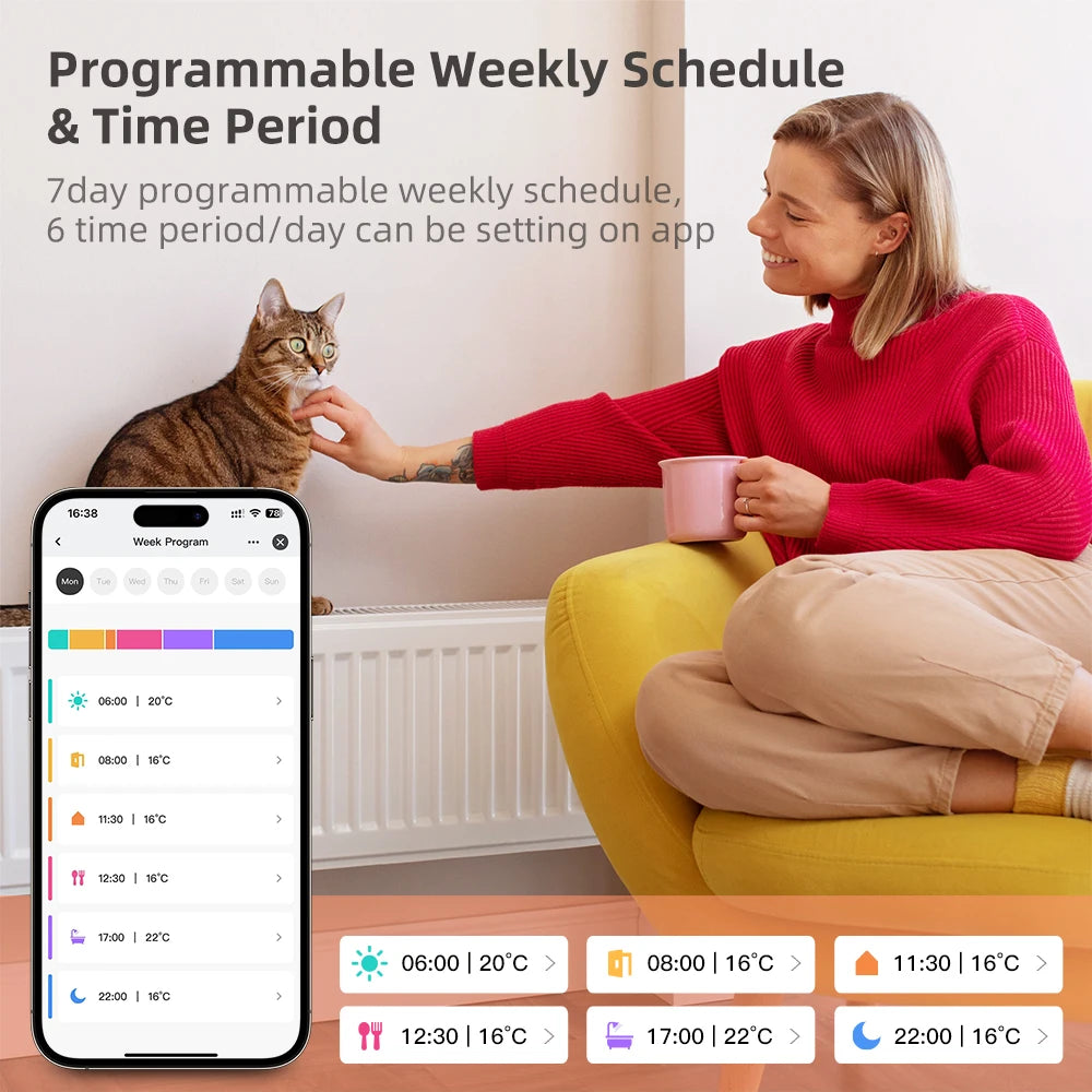 AVATTO Zigbee Heizkörper-Thermostatventil – Smart TRV mit Temperatursteuerung, kompatibel mit Alexa & Google Home